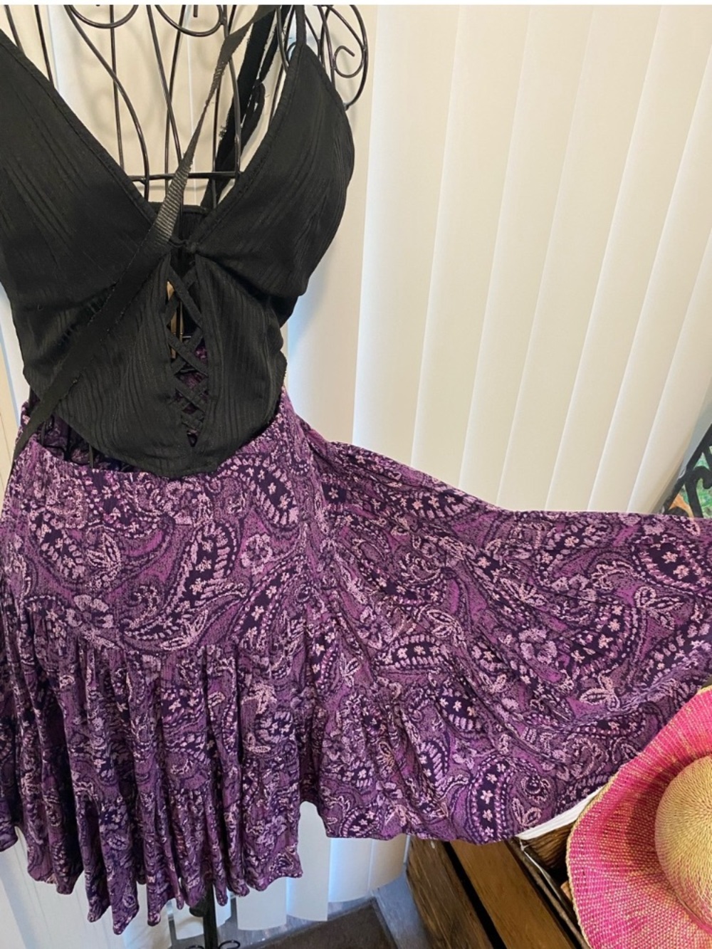 Women's Purple Paisley Tiered dancing  Skirt by Two Stepping Designs